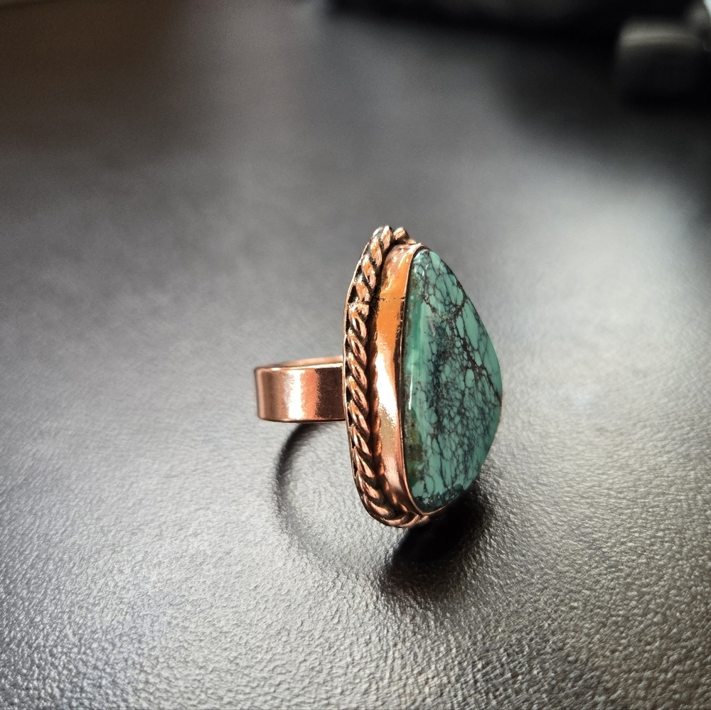 Turquoise Copper Ring 413 - Picture 3 of 4